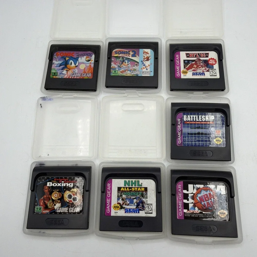 Sega Game Gear Lot of 2 Consoles 8 Games Cases Adapters For Parts Repair 2110